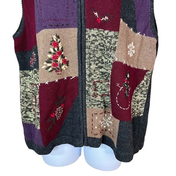Christopher & Banks Hand Embroidered Christmas/Holiday Sweater Vest - Picture 3 of 9